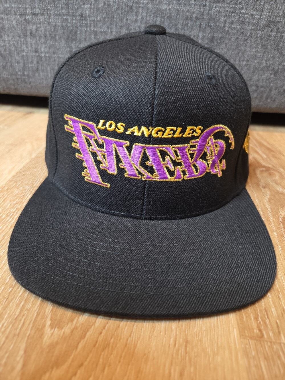 Kill The Hype KTH Los Angeles Lakers Upside Down Snapback Hat Black Purple Gold